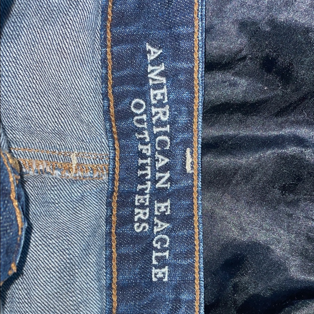 American Eagle Outfitters Blue Frayed Jean Shorts - Picture 2 of 4